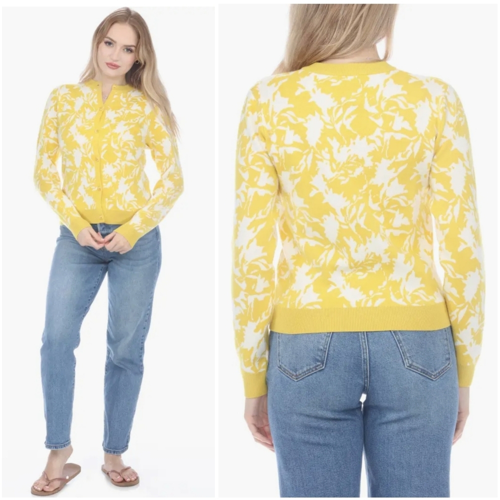 Nordstrom Rain + Rose Floral Crop Cardigan Small